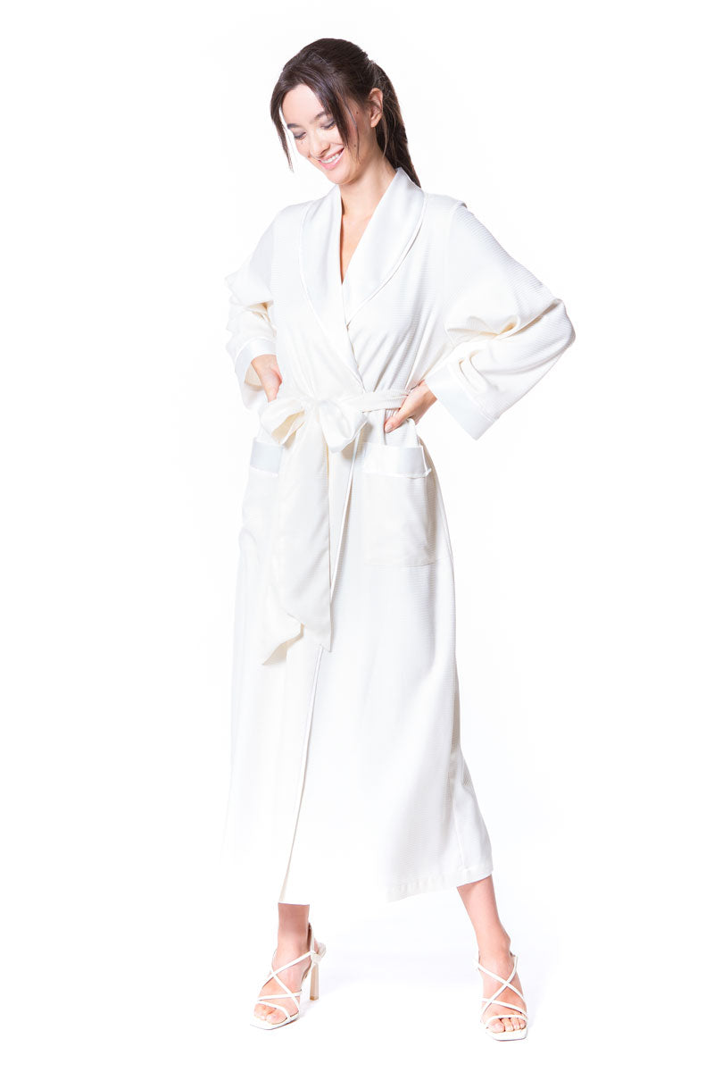 Silk Waffle Long Robe - Christine Silk Lingerie & Loungewear