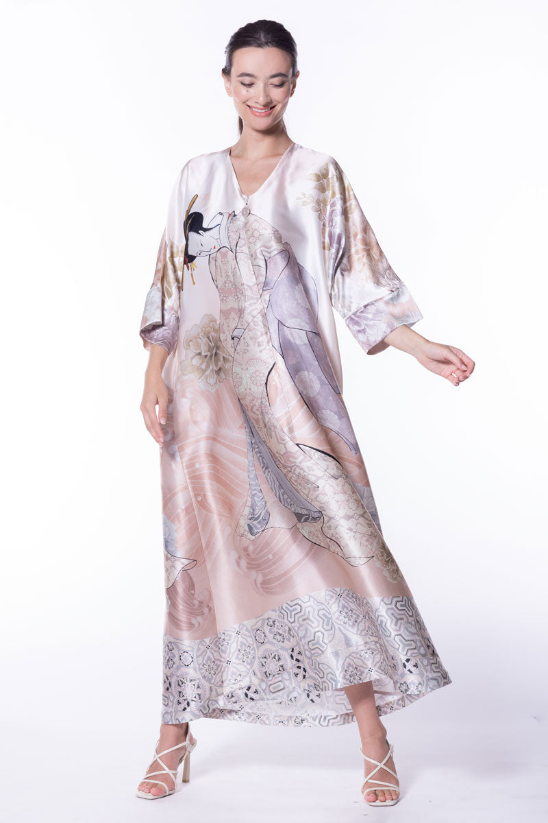 Geisha Caftan - Christine Silk Lingerie & Loungewear