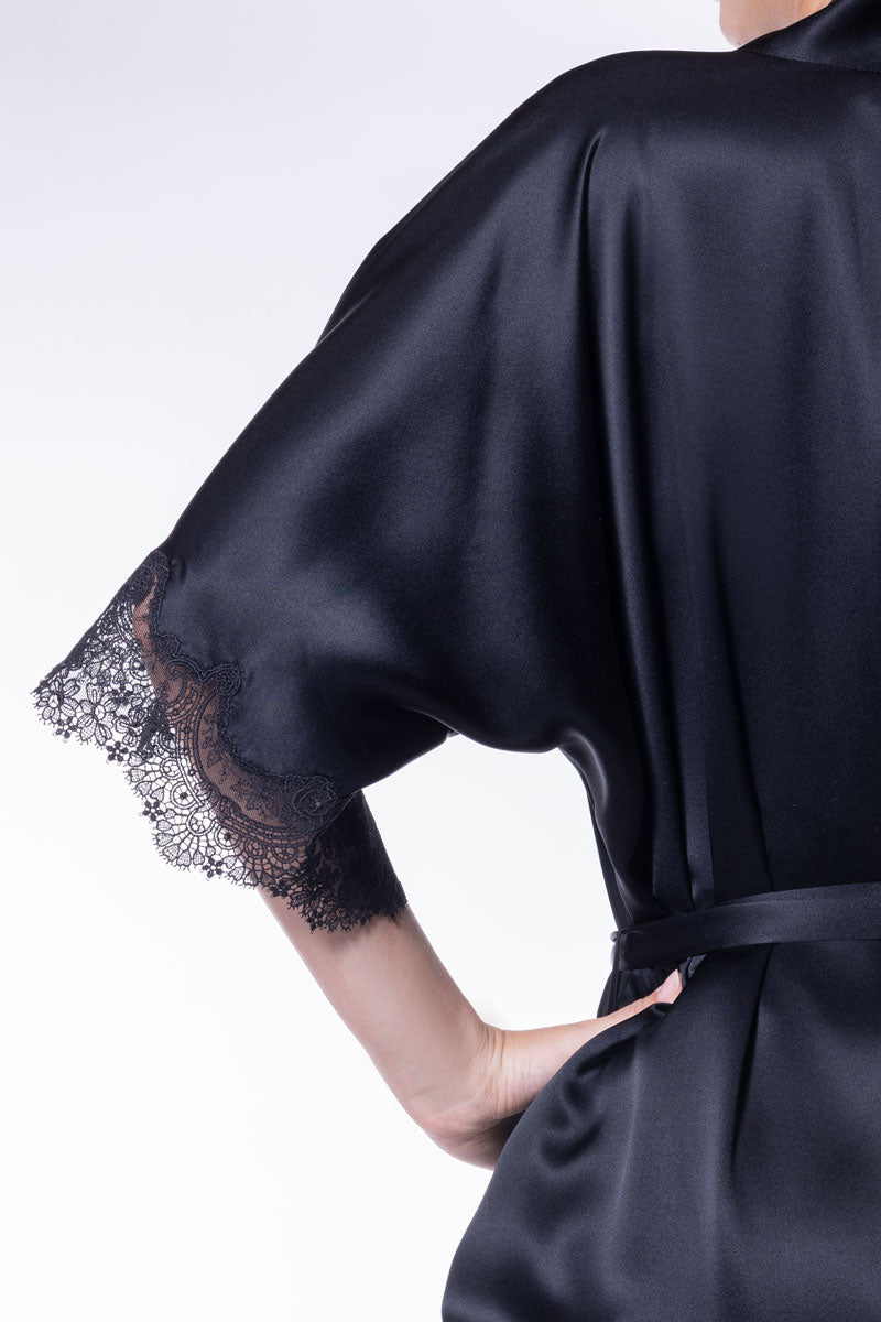 Amelie Short Robe - Christine Silk Lingerie & Loungewear