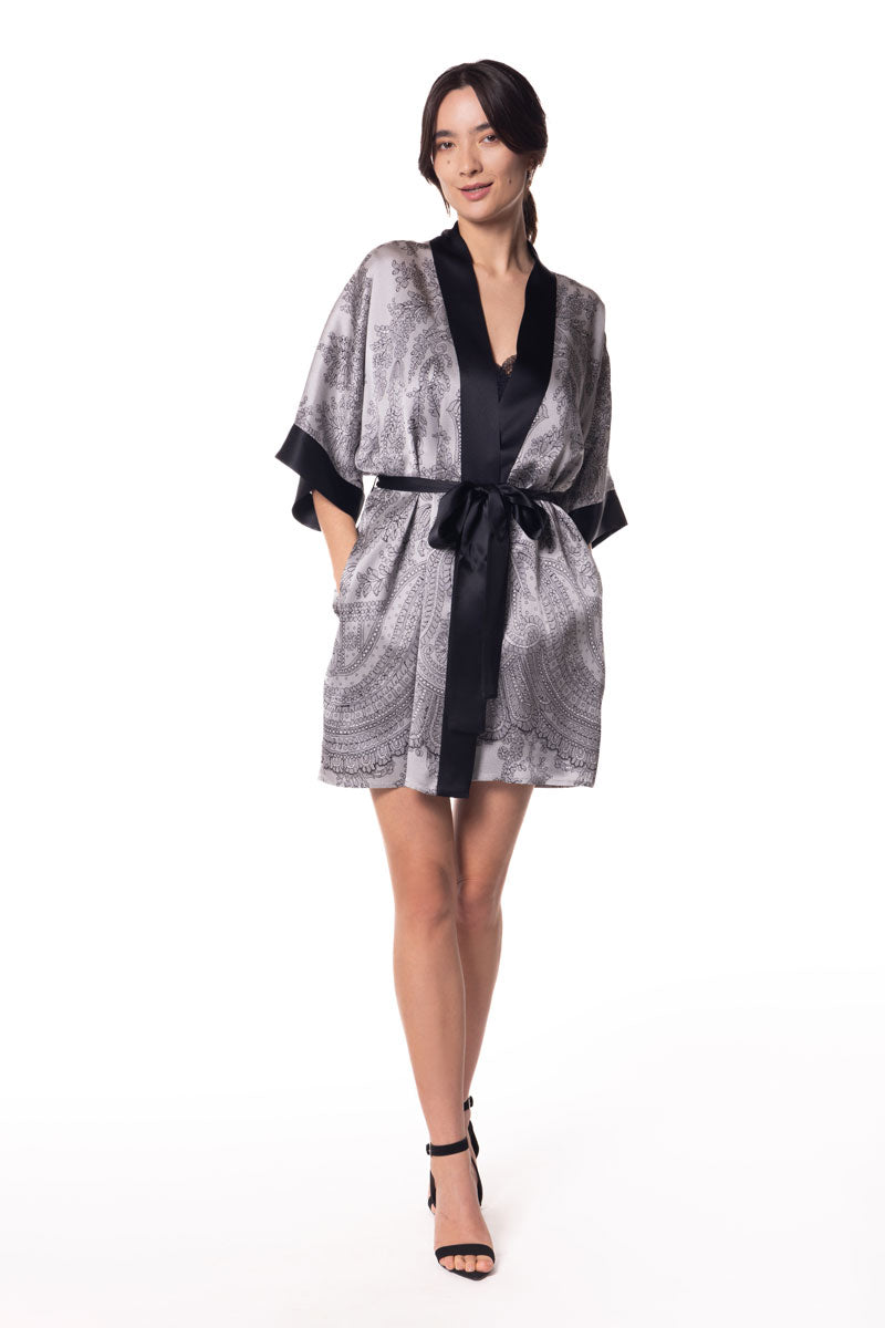 Bardot Short Robe - Christine Silk Lingerie & Loungewear