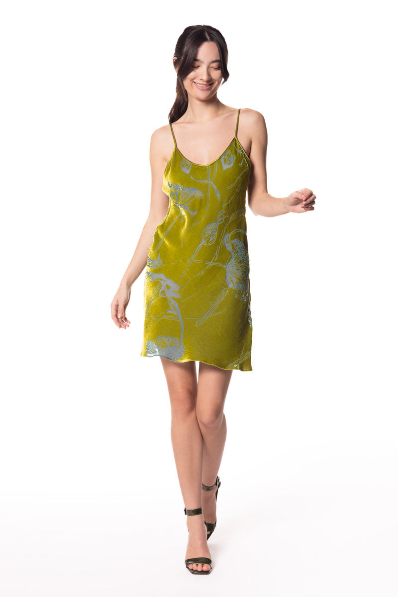 Moss Fabergé Velvet Chemise - Christine Silk Lingerie & Loungewear