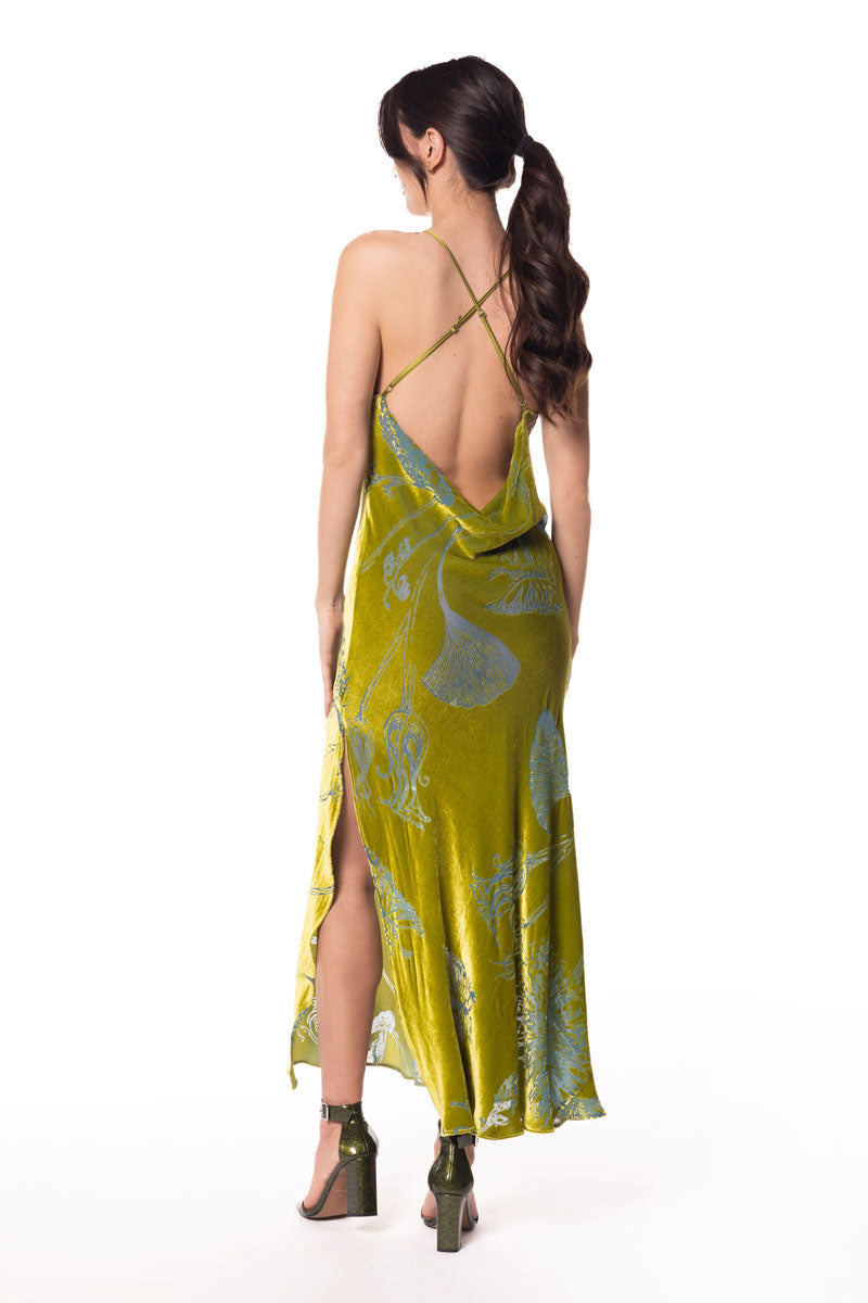 Moss Fabergé Velvet Draped Gown - Christine Silk Lingerie & Loungewear