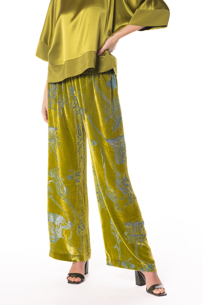 Moss Fabergé Velvet Lounge Pant - Christine Silk Lingerie & Loungewear