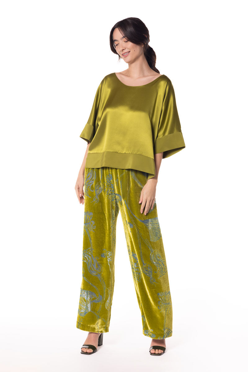 Moss Fabergé Velvet Lounge Pant - Christine Silk Lingerie & Loungewear