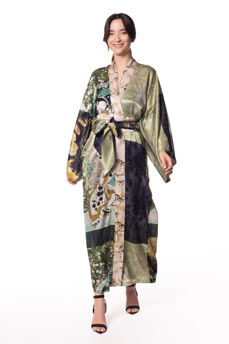 Winter Geisha Long Robe - Christine Silk Lingerie & Loungewear