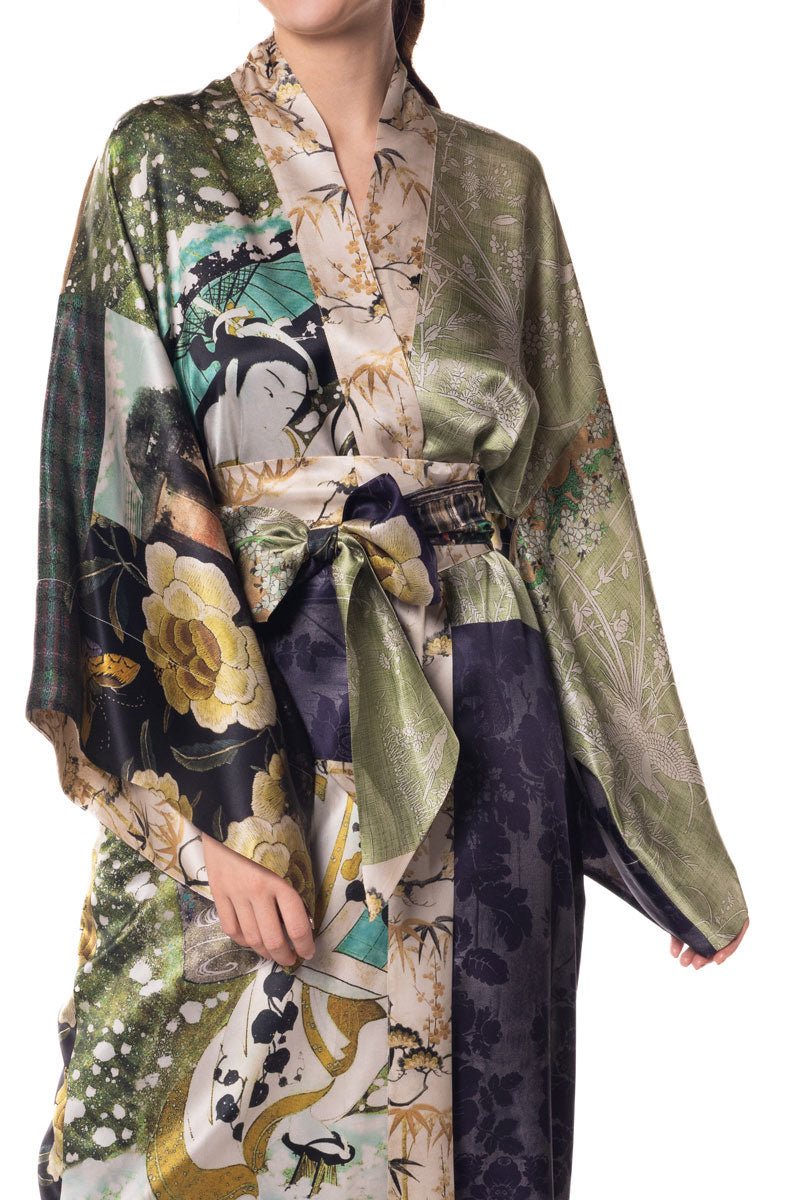 Winter Geisha Long Robe - Christine Silk Lingerie & Loungewear