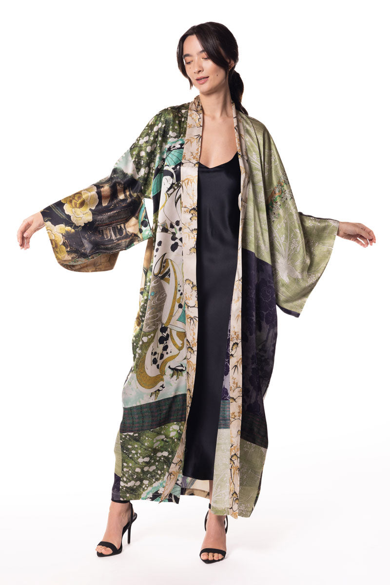 Winter Geisha Long Robe - Christine Silk Lingerie & Loungewear