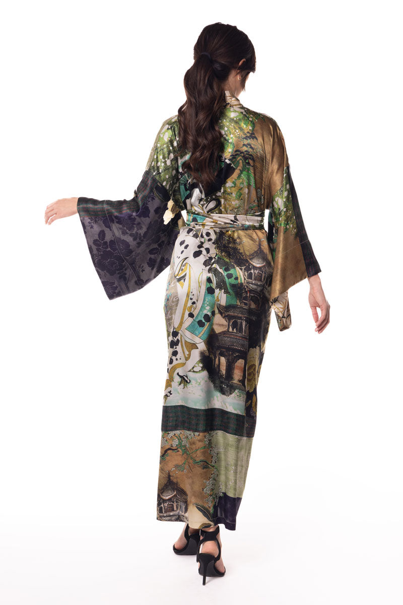 Winter Geisha Long Robe - Christine Silk Lingerie & Loungewear