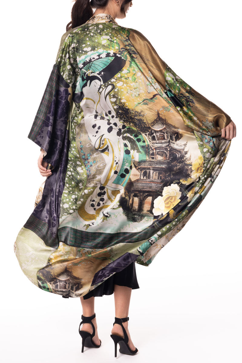Winter Geisha Long Robe - Christine Silk Lingerie & Loungewear