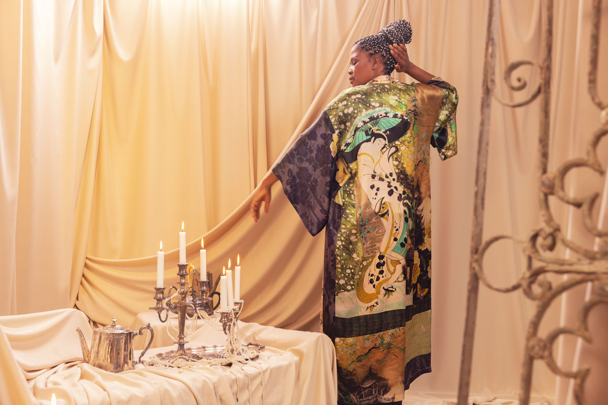 Winter Geisha Long Robe - Christine Silk Lingerie & Loungewear