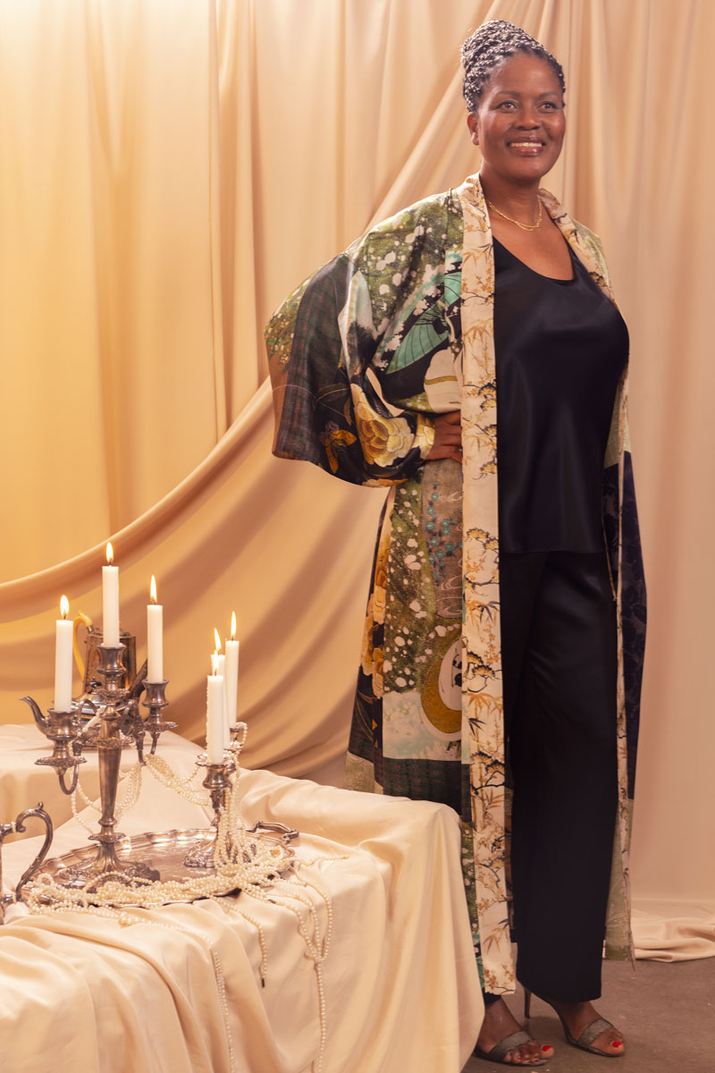 Winter Geisha Long Robe - Christine Silk Lingerie & Loungewear