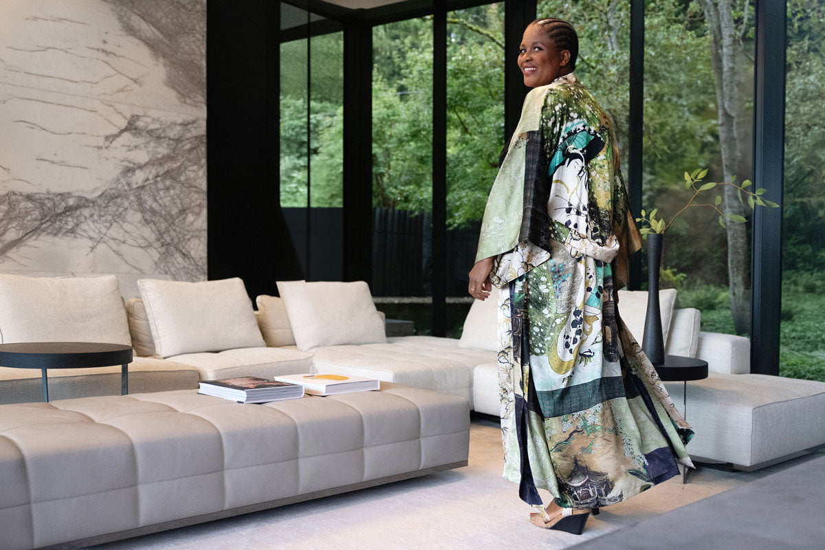Winter Geisha Long Robe - Christine Silk Lingerie & Loungewear