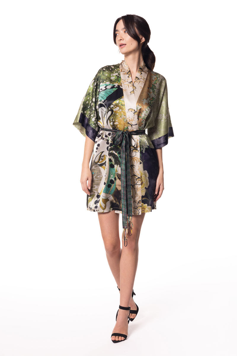 Winter Geisha Short Robe - Christine Silk Lingerie & Loungewear