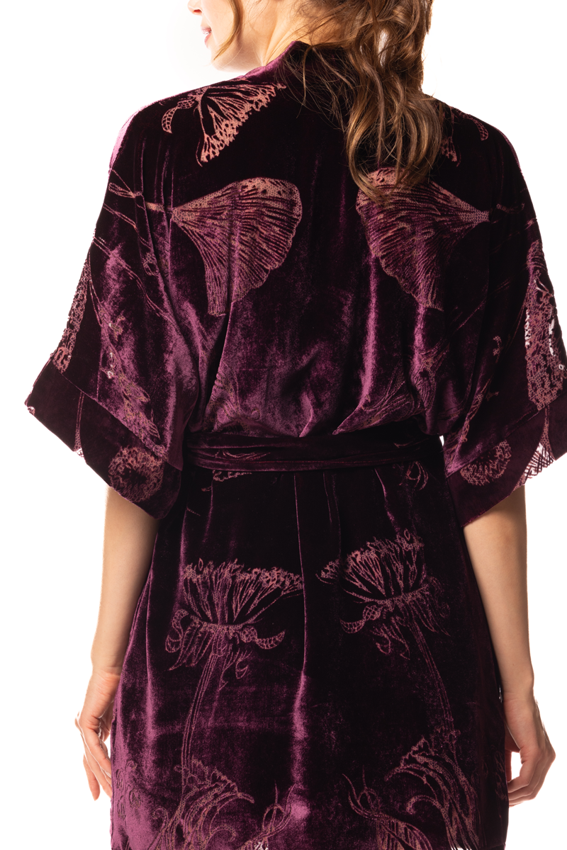 Black Cherry Fabergé Velvet Short Robe