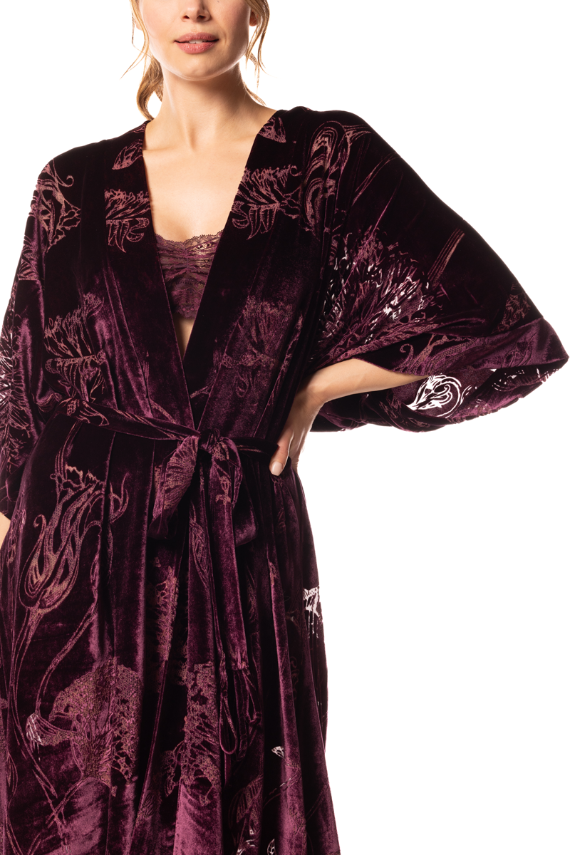 Black Cherry Fabergé Velvet Kimono