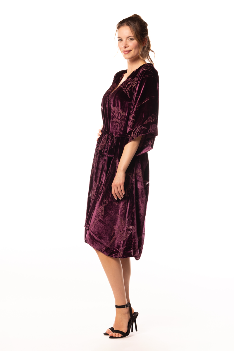Black Cherry Fabergé Velvet Kimono