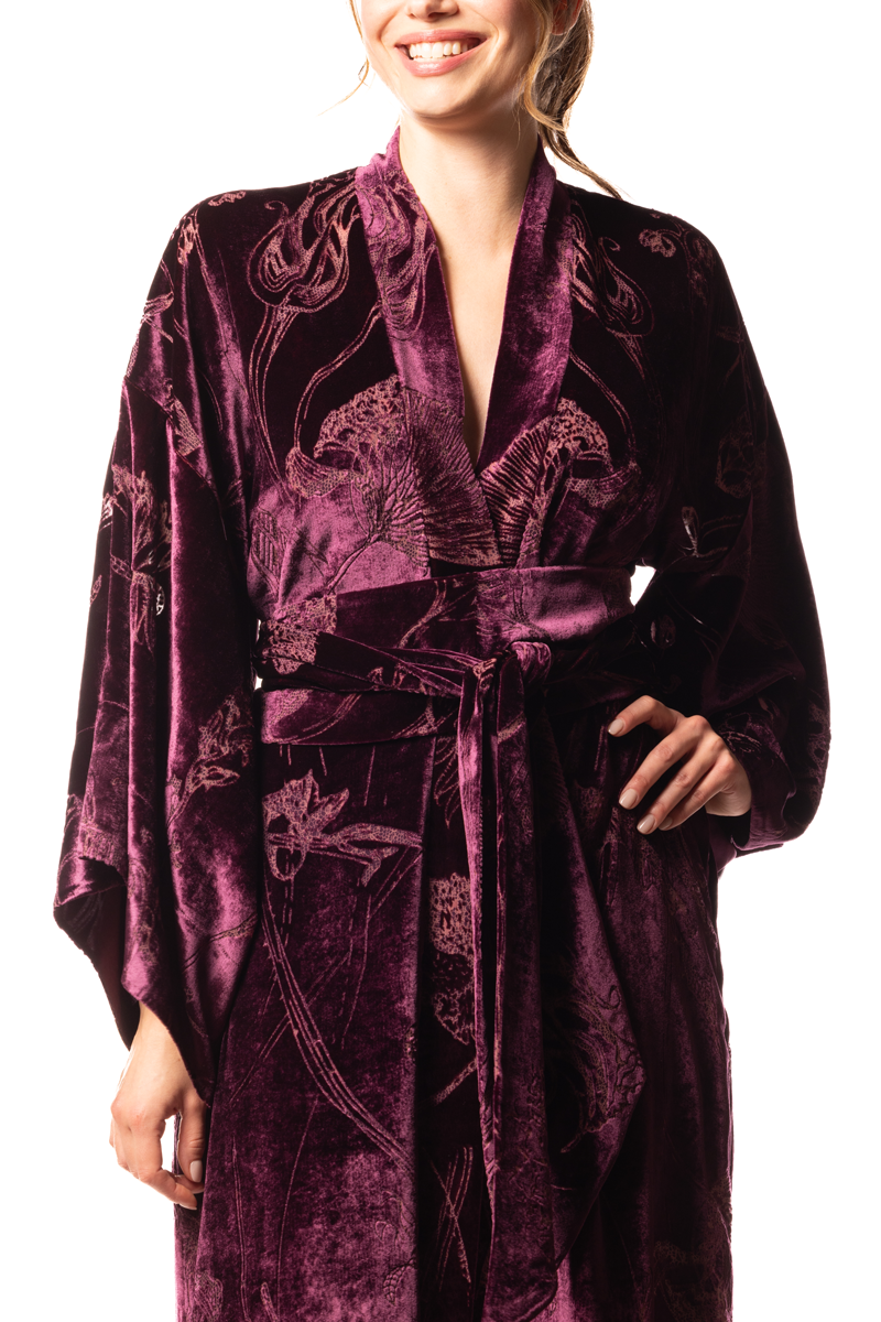 Black Cherry Fabergé Velvet Long Robe