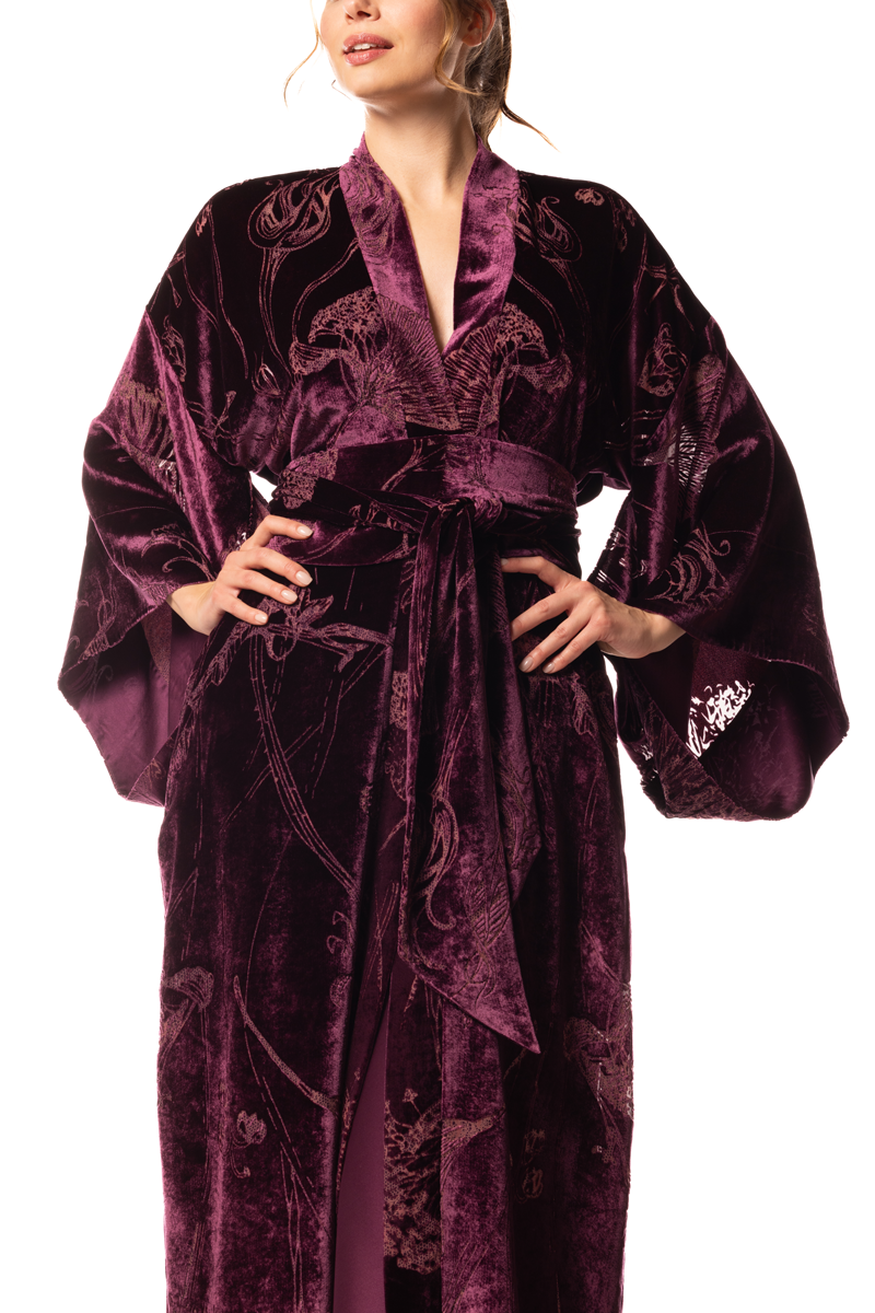 Black Cherry Fabergé Velvet Long Robe