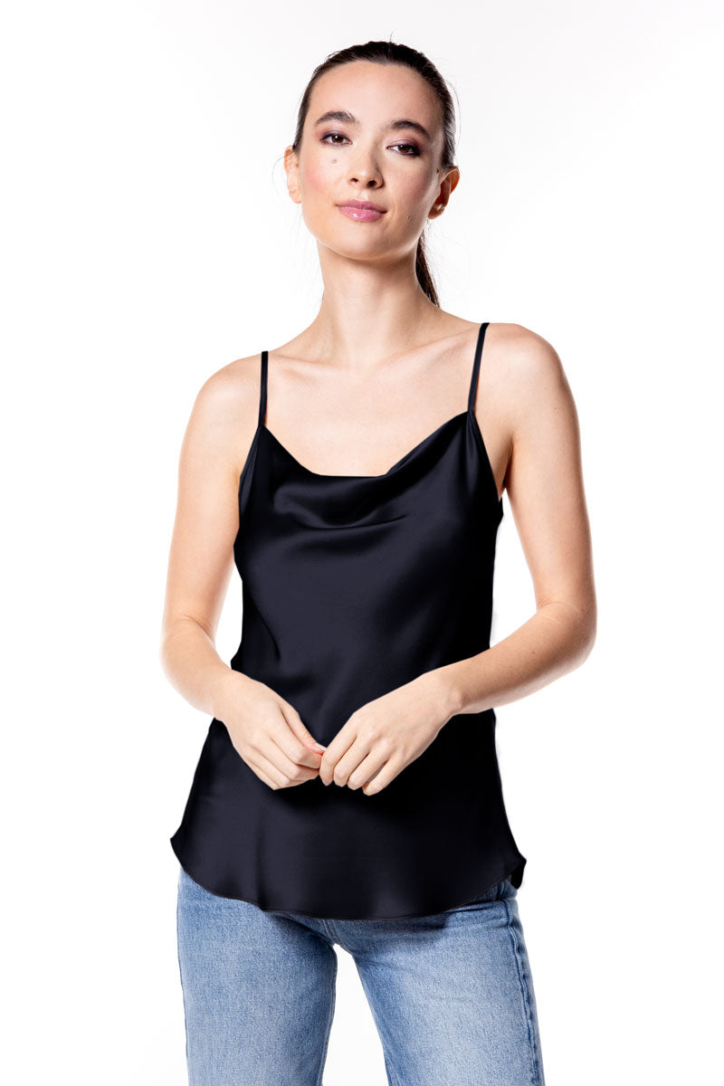 Olive Draped Front Camisole - Christine Silk Lingerie & Loungewear