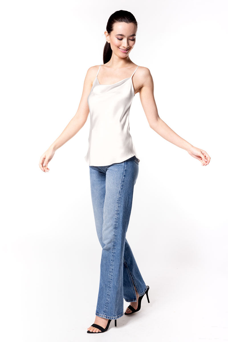 Olive Draped Front Camisole - Christine Silk Lingerie & Loungewear