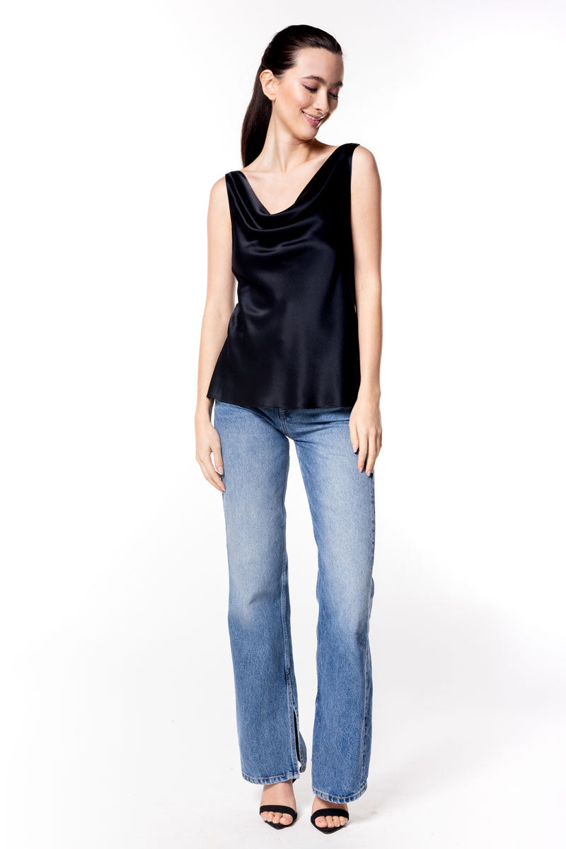 Fiona Cowl Neck Tank Camisole - Christine Silk Lingerie & Loungewear
