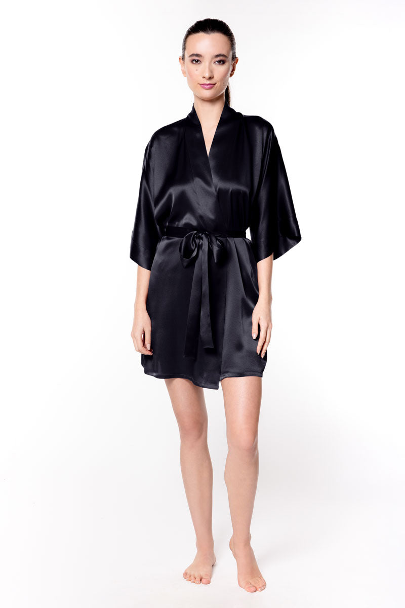 Garbo Boudoir Short Robe Classic - Christine Silk Lingerie & Loungewear