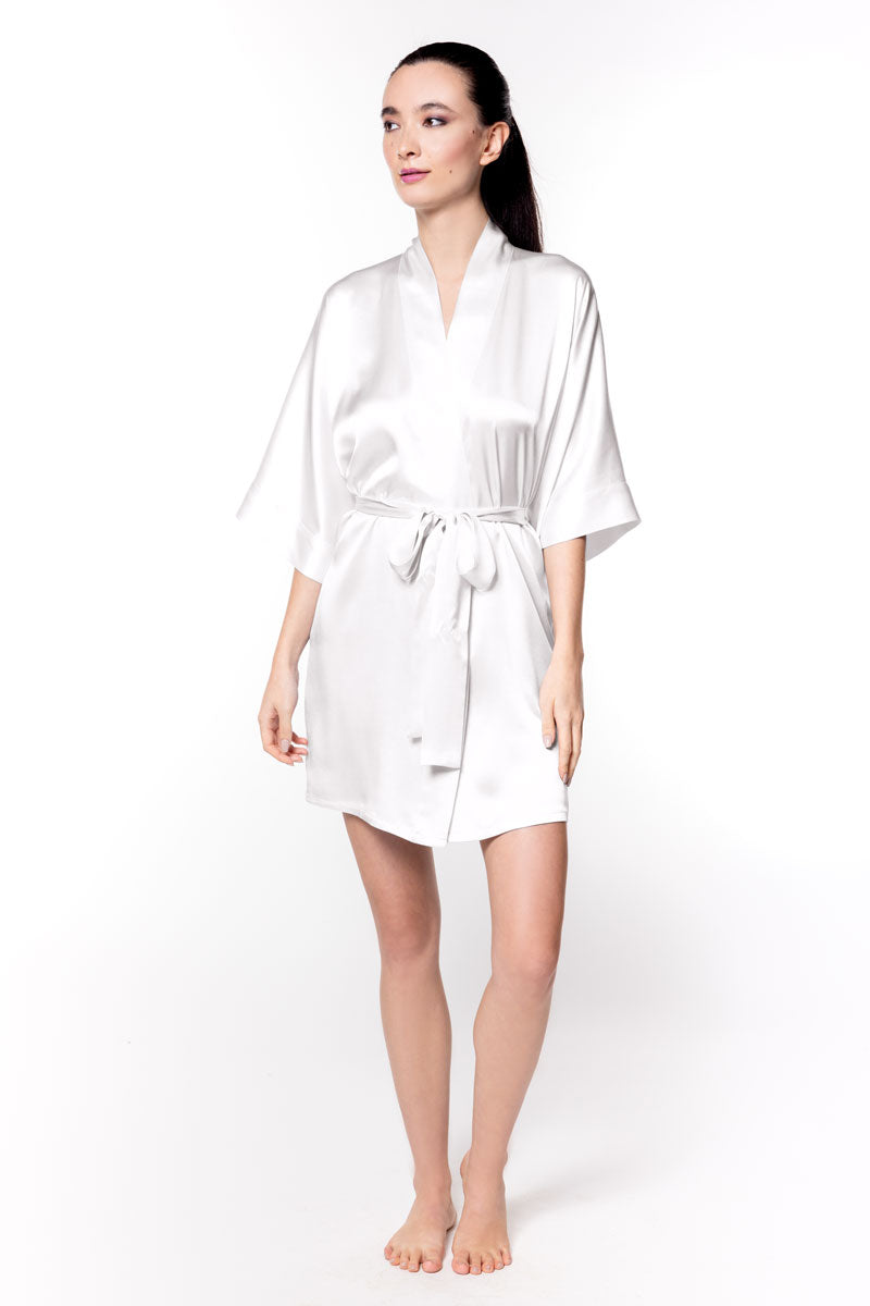 Garbo Boudoir Short Robe Classic - Christine Silk Lingerie & Loungewear