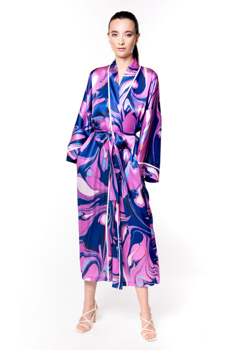 Corfu Long Robe - Christine Silk Lingerie & Loungewear