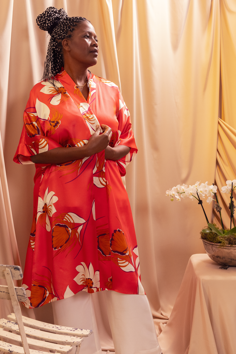 Coral Sea Kimono - Christine Silk Lingerie & Loungewear
