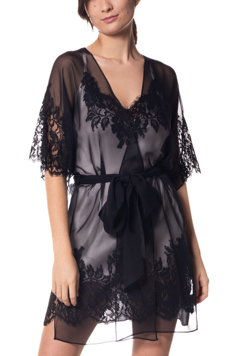 Diva Chiffon Short Wrap - Christine Silk Lingerie & Loungewear