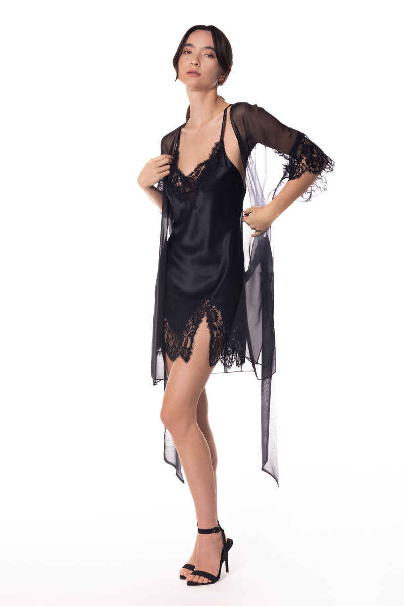 Diva Chiffon Short Wrap - Christine Silk Lingerie & Loungewear