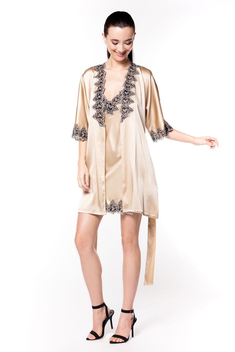 Diva Short Robe - Christine Silk Lingerie & Loungewear
