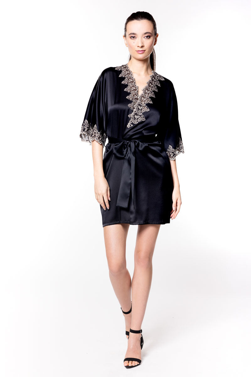 Diva Short Robe - Christine Silk Lingerie & Loungewear