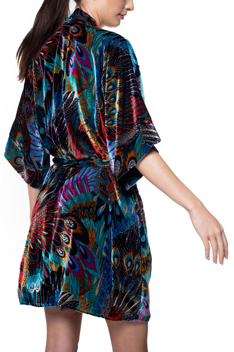 Erté Velvet Short Robe - Christine Silk Lingerie & Loungewear