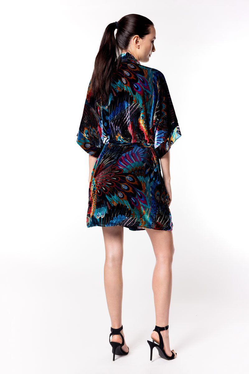 Erté Velvet Short Robe - Christine Silk Lingerie & Loungewear
