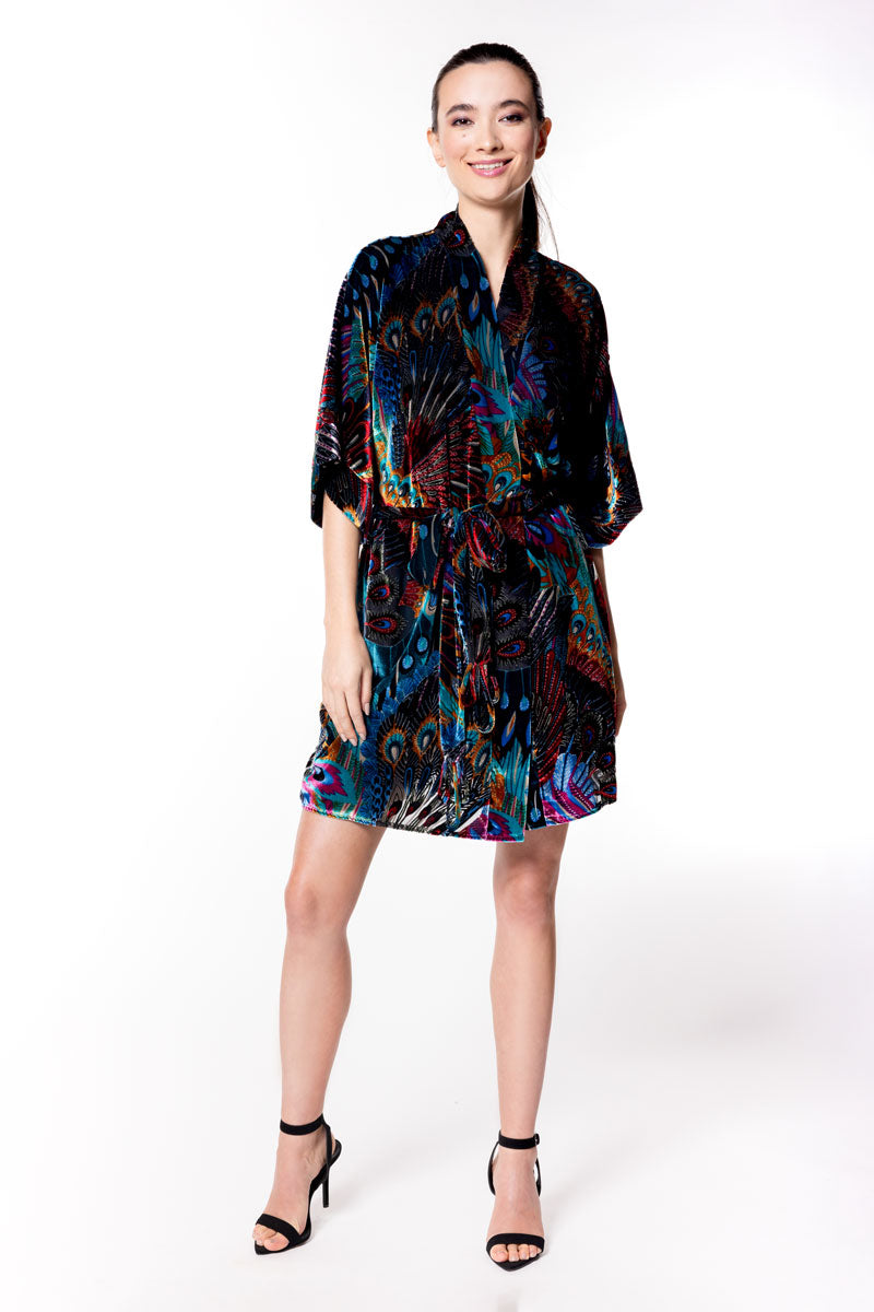 Erté Velvet Short Robe - Christine Silk Lingerie & Loungewear