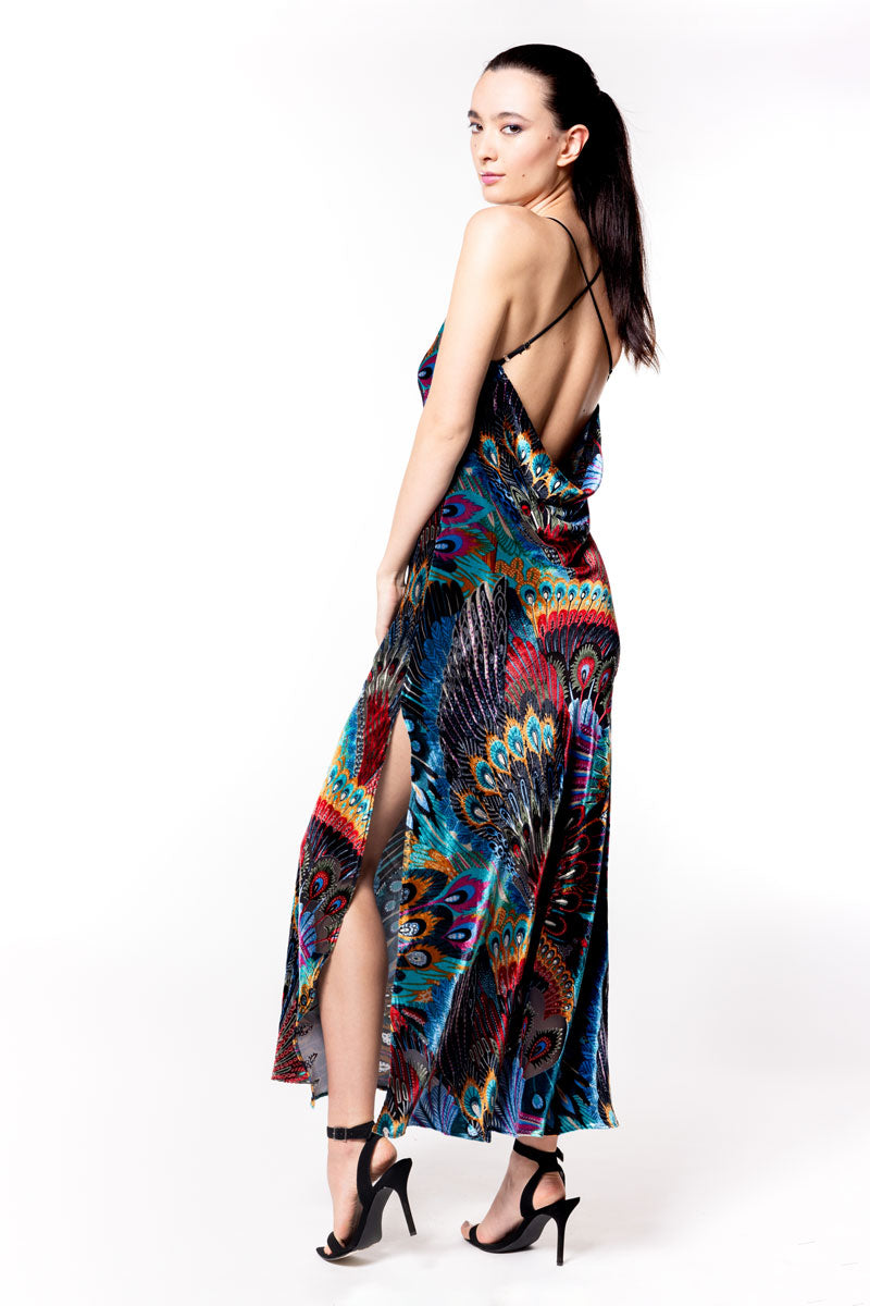 Erté Velvet Draped Back Gown - Christine Silk Lingerie & Loungewear