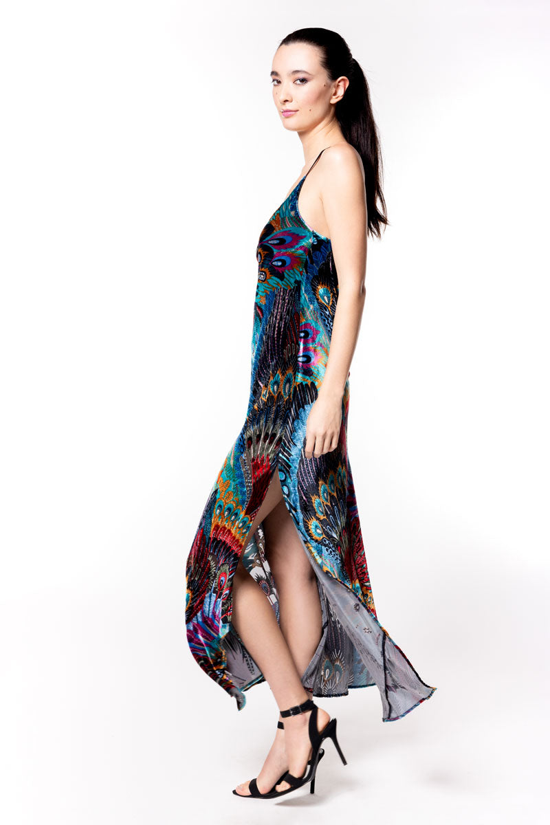 Erté Velvet Draped Back Gown - Christine Silk Lingerie & Loungewear
