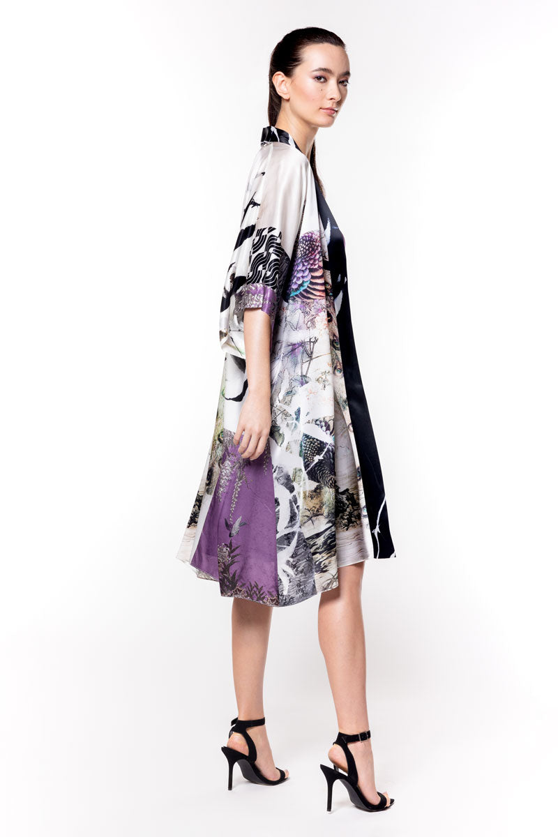 Gatsby Peacock Kimono - Christine Silk Lingerie & Loungewear