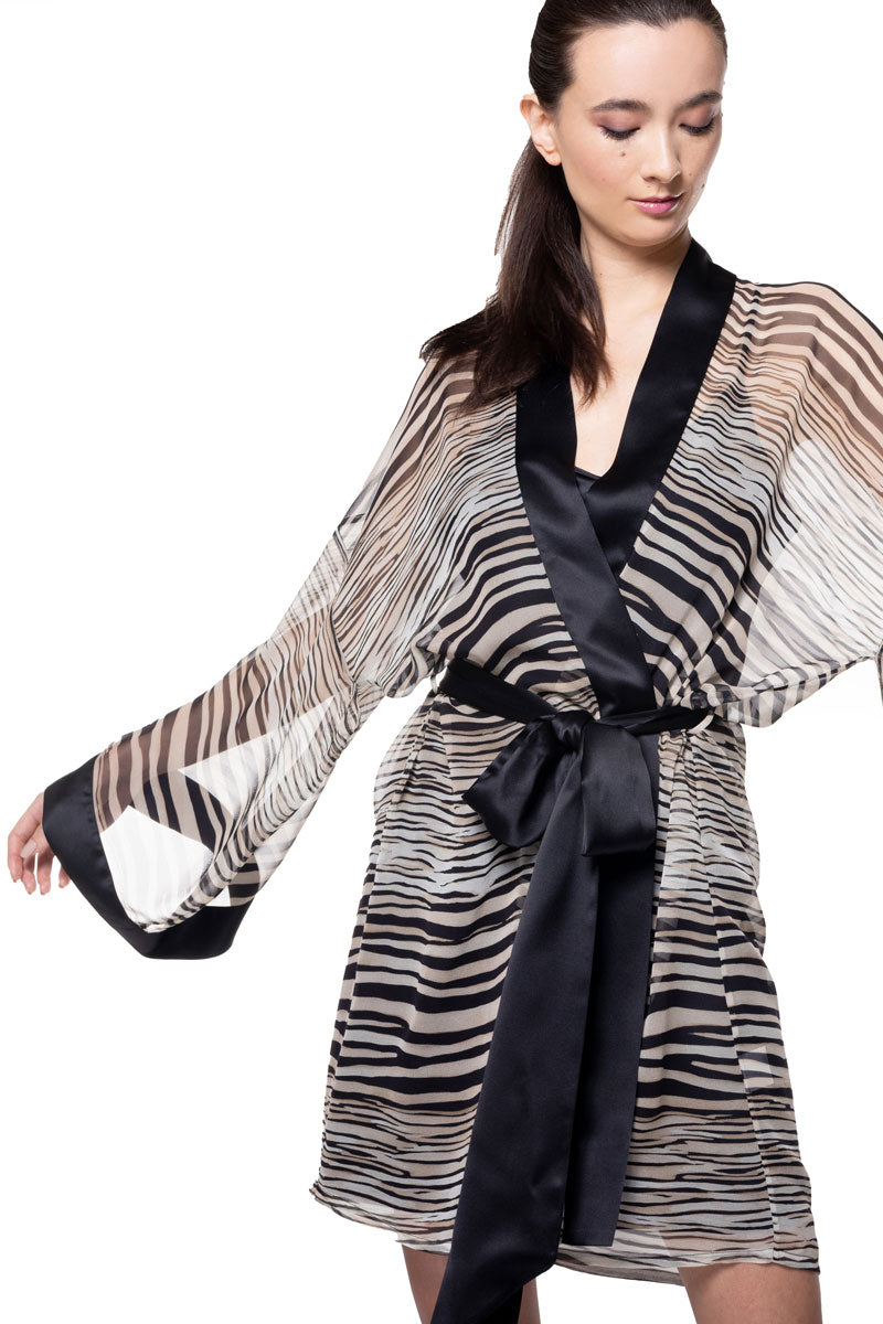 Raja Chiffon Short Robe - Christine Silk Lingerie & Loungewear