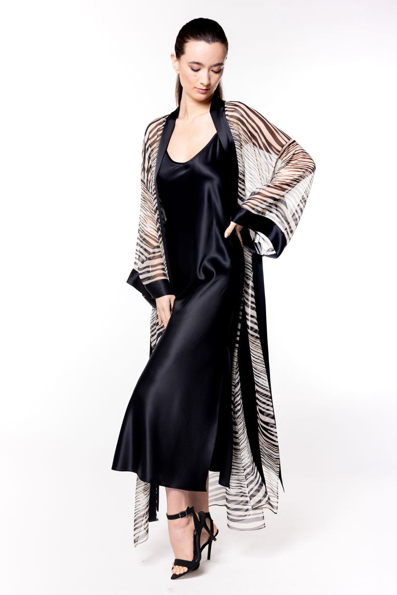 Raja Chiffon Long Robe - Christine Silk Lingerie & Loungewear