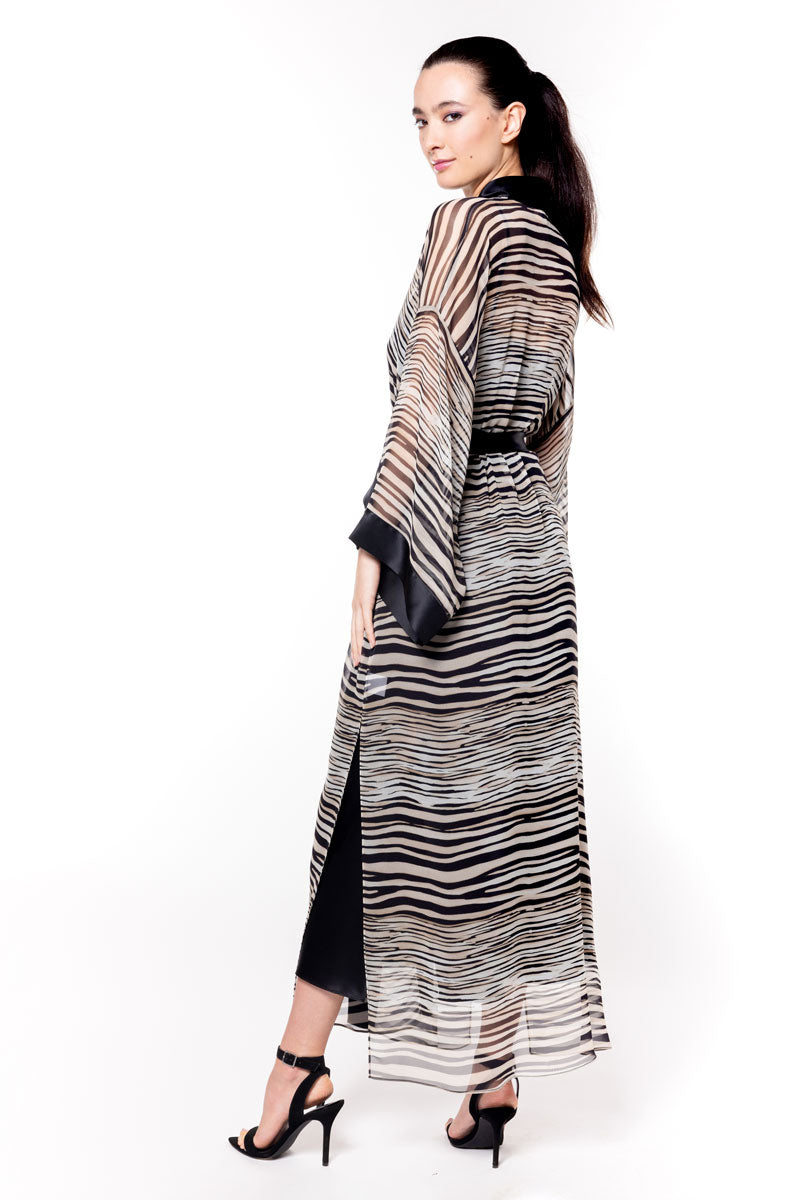 Raja Chiffon Long Robe - Christine Silk Lingerie & Loungewear