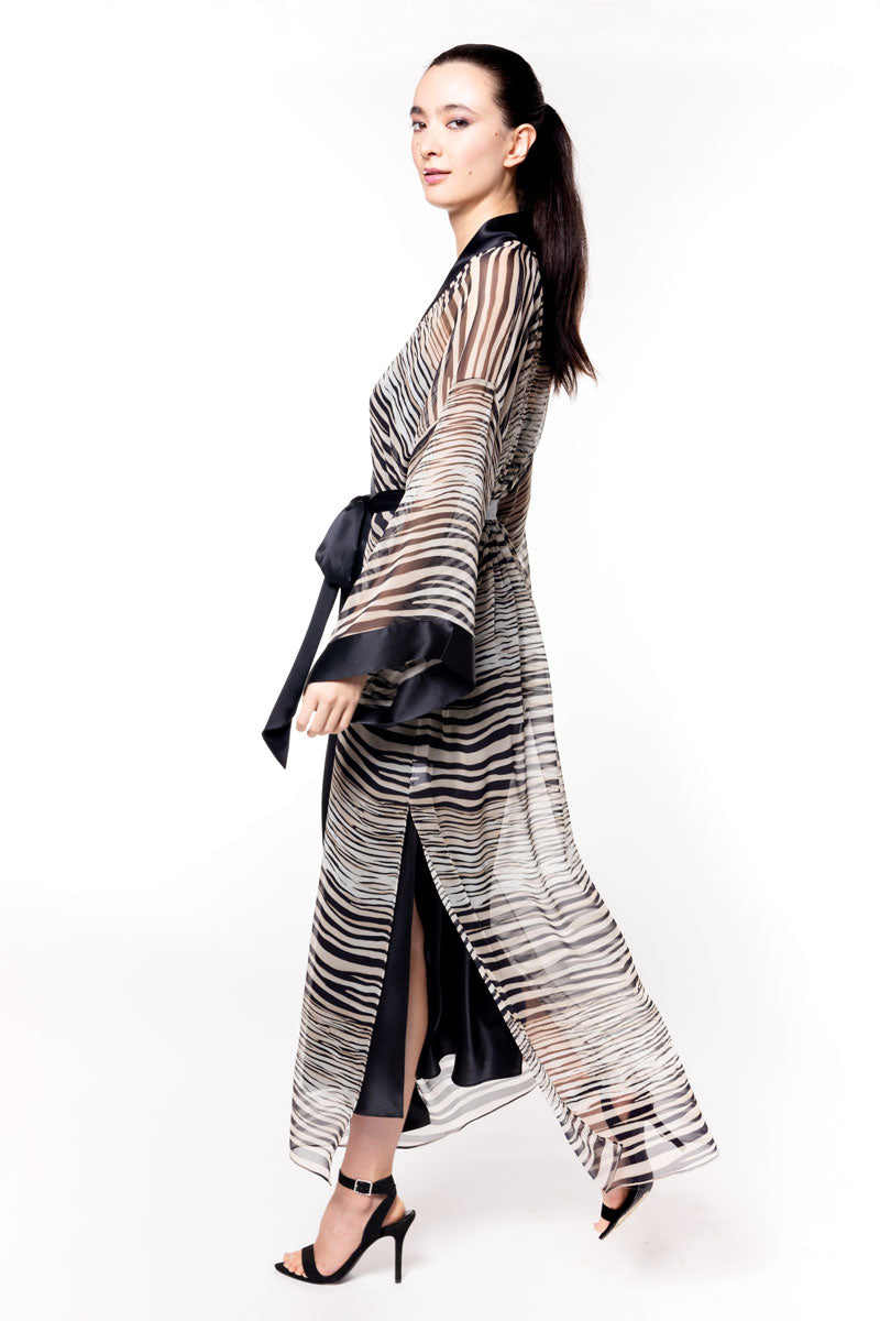 Raja Chiffon Long Robe - Christine Silk Lingerie & Loungewear