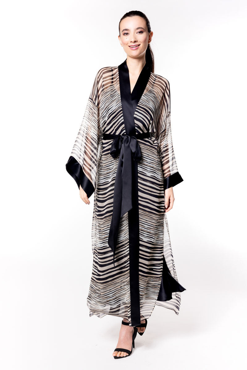 Raja Chiffon Long Robe - Christine Silk Lingerie & Loungewear