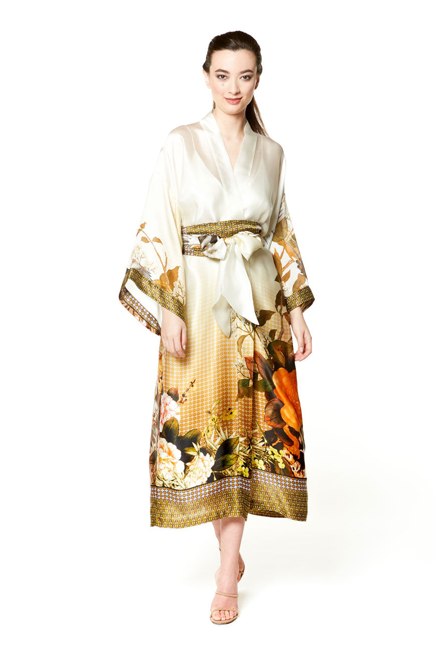 Swan Lake Long Robe - Christine Silk Lingerie & Loungewear