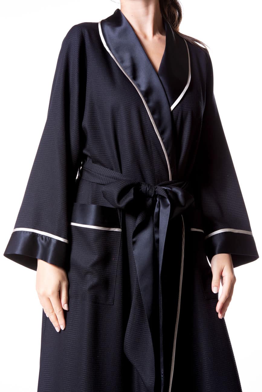 Silk Waffle Long Robe - Christine Silk Lingerie & Loungewear