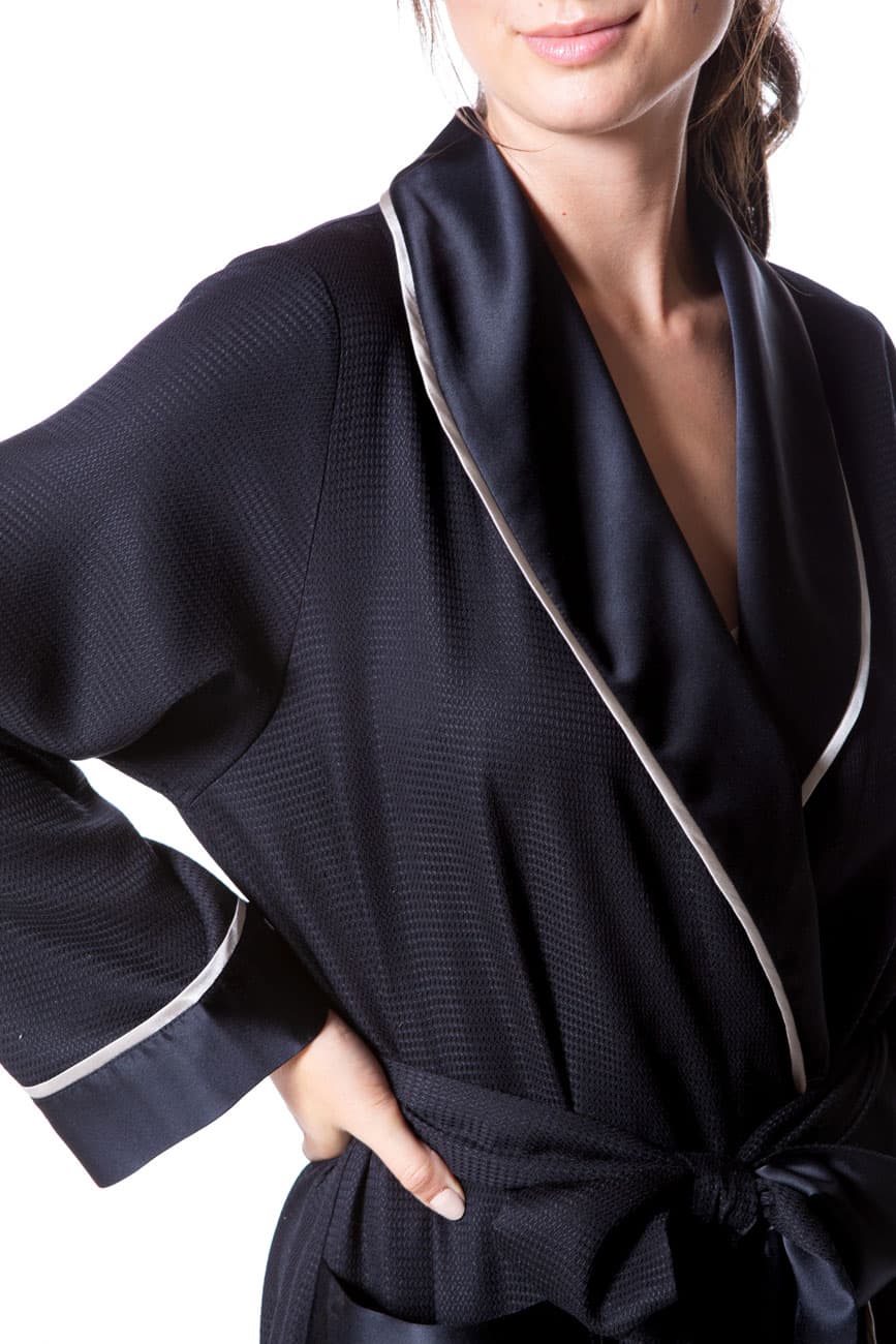 Silk Waffle Long Robe - Christine Silk Lingerie & Loungewear