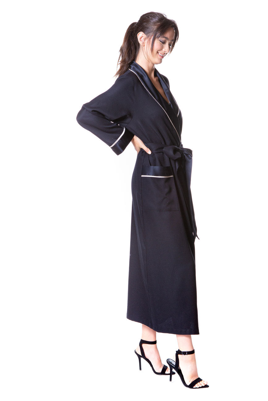 Silk Waffle Long Robe - Christine Silk Lingerie & Loungewear