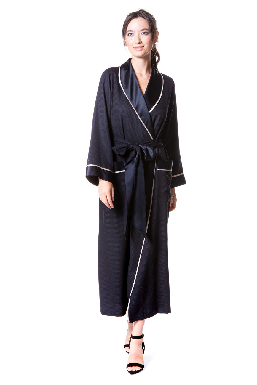 Silk Waffle Long Robe - Christine Silk Lingerie & Loungewear
