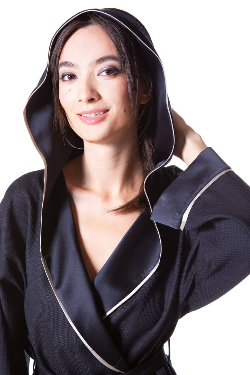 Silk Waffle Hoodie - Christine Silk Lingerie & Loungewear